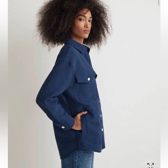 Madewell NWT Superoversized Shirt Jacket Shacket Sz XL Pockets Layers - Picture 2 of 13